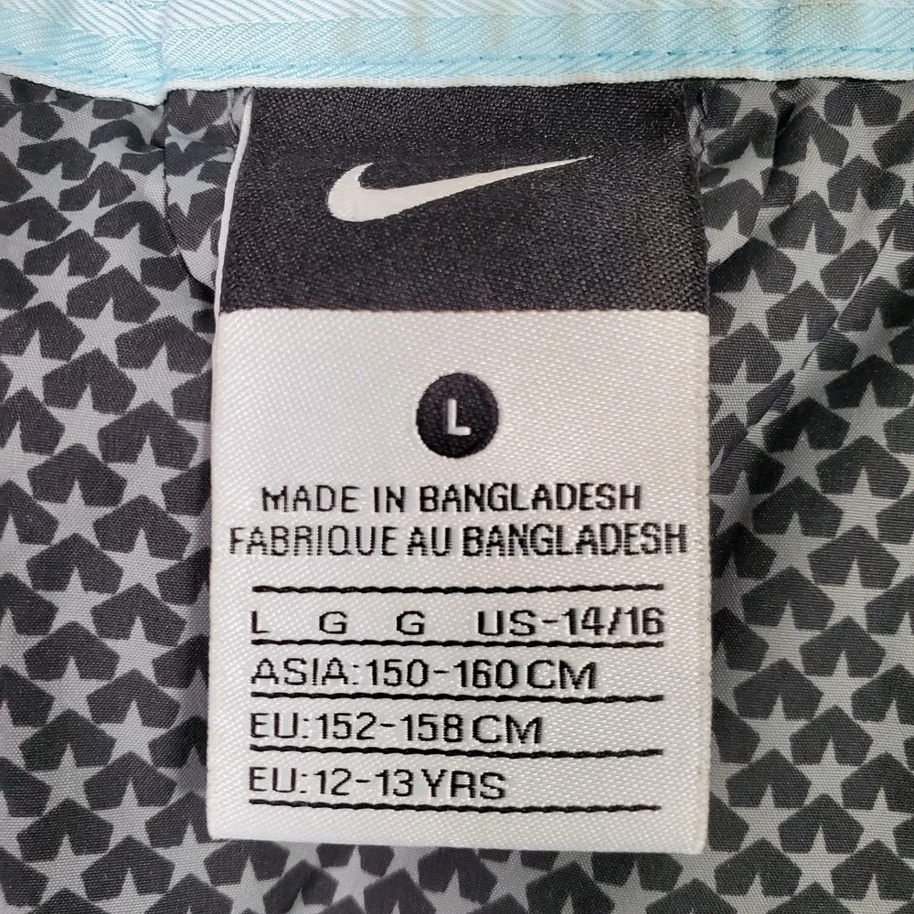 Nike Puffer Vest Girls L 14/16 Gray All Over Star Print Full Zip Winter Gorpcore